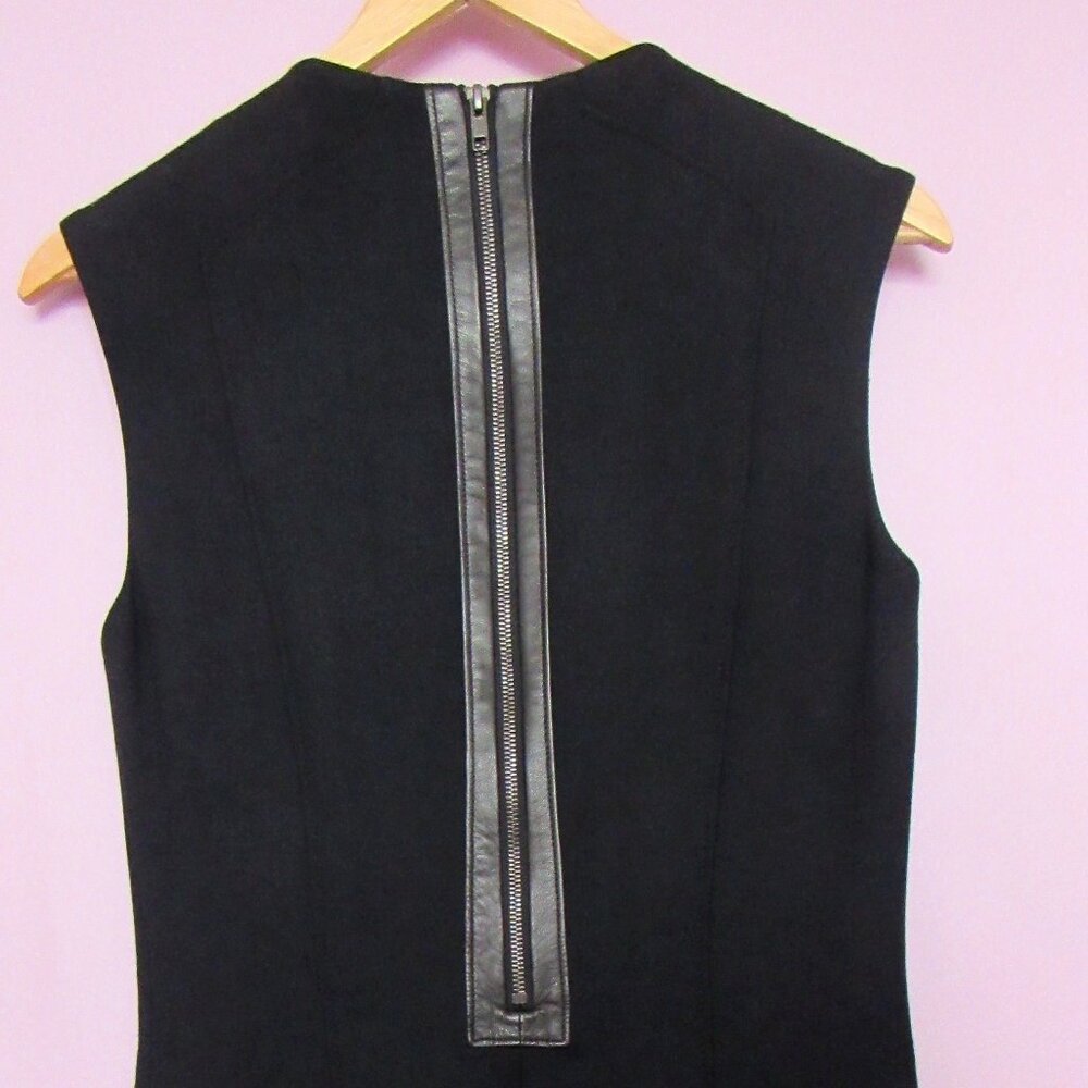 Helmut Lang Dress, Wool Blend, Black , Leather trim. sz. S - Picture 7 of 11